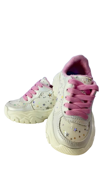 Zapatos Tenis Beige y Rosado para Niña