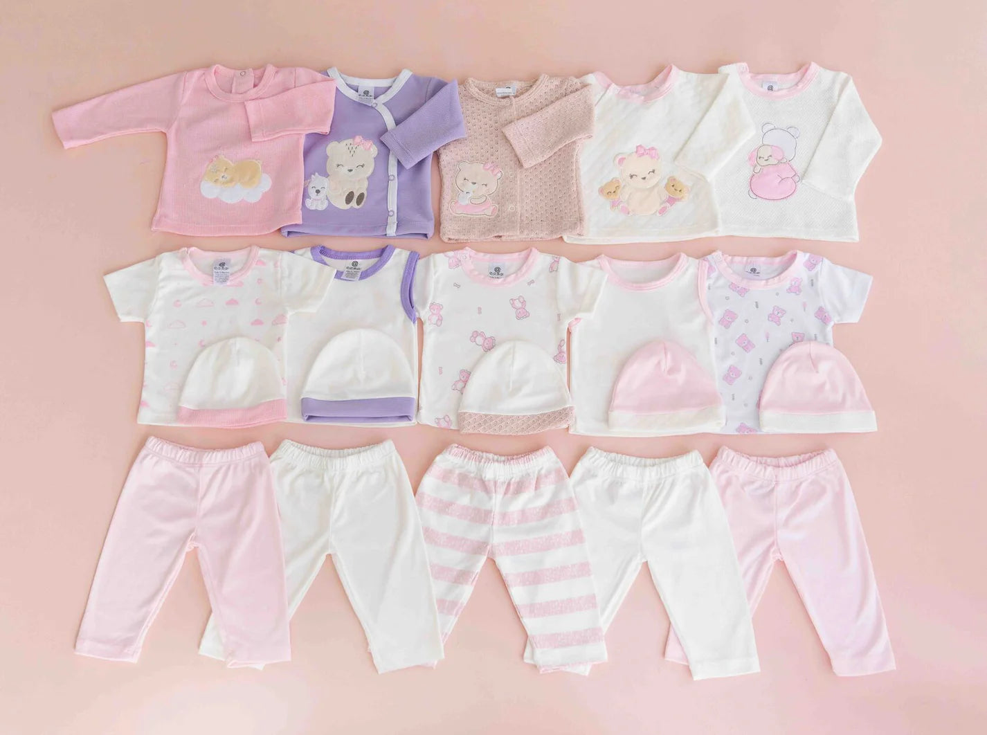 Semanero de Bebé 20 Piezas - Diseño de Osito 100% Algodón